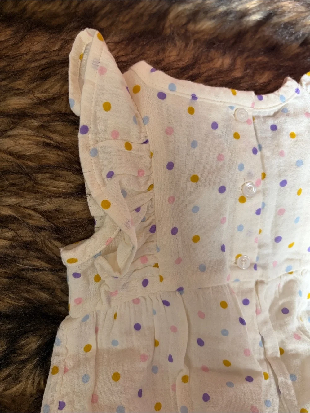 Baby GAP Ivory Frost 1 Piece Girls Polka Dot Romper Size 6-12 Months